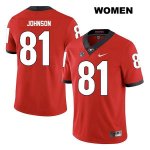 Women's Georgia Bulldogs NCAA #81 Jaylen Johnson Nike Stitched Red Legend Authentic College Football Jersey ANL0754PW